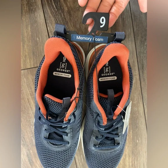 George Navy & Orange knit casual shoes Breathable Mesh & Memory Foam size 9 NWT - Picture 6 of 15